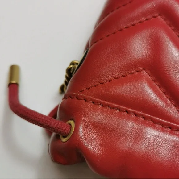 Gucci Red and Gold Mini Bag with Chevron Quilting - Picture 13 of 14
